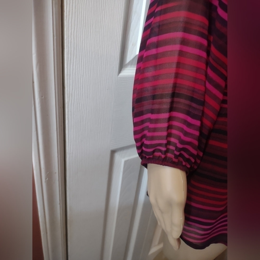 Calvin Klein women's size large blouse stripped long sleeve shirt top - Picture 2 of 7